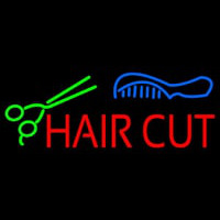 Hair Cut With Scissor And Comb Enseigne Néon