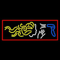 Hair Dryer Logo With Red Border Enseigne Néon