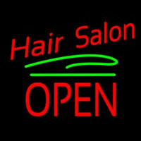 Hair Salon Block Open Green Line Enseigne Néon