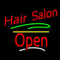 Hair Salon Open Yellow Line Enseigne Néon