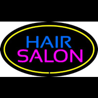 Hair Salon Oval Yellow Enseigne Néon