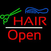 Hair Scissors Comb Open White Line Enseigne Néon