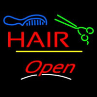 Hair Scissors Comb Open Yellow Line Enseigne Néon