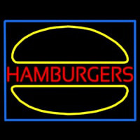 Hamburgers Logo Blue Border Enseigne Néon
