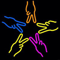 Hands Peace Enseigne Néon