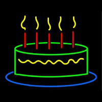 Happy Birthday Cake Enseigne Néon