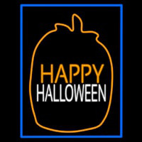 Happy Halloween With Blue Border Enseigne Néon