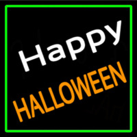 Happy Halloween With Green Border Enseigne Néon