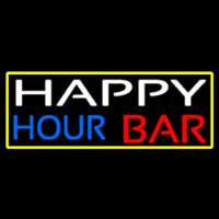 Happy Hour Bar With Yellow Border Enseigne Néon