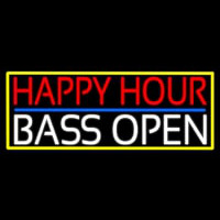 Happy Hour Bass Open With Yellow Border Enseigne Néon