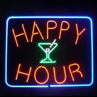 Happy Hour Bière Bar Entrée Enseigne Néon