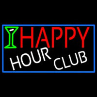 Happy Hour Club With Blue Border Enseigne Néon