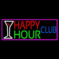 Happy Hour Club With Pink Border Enseigne Néon