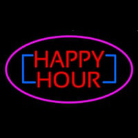 Happy Hour Oval Pink Enseigne Néon