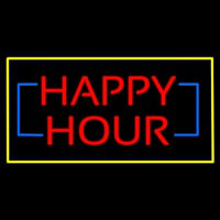 Happy Hour Rectangle Yellow Enseigne Néon