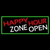 Happy Hour Zone Open With Green Border Enseigne Néon