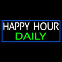 Happy Hours Daily With Blue Border Enseigne Néon