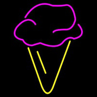 Hard Ice Cream In Pink With Yellow Cone Enseigne Néon