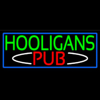 Hooligans Pub With Blue Border Enseigne Néon