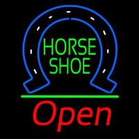 Horseshoe Open With Green Line Enseigne Néon