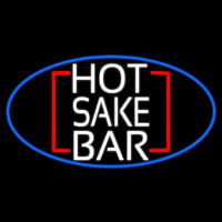 Hot Sake Bar Oval With Blue Border Enseigne Néon