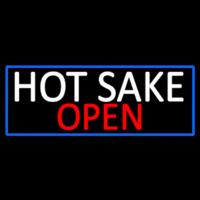 Hot Sake Open With Blue Border Enseigne Néon
