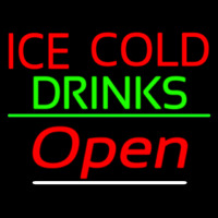 Ice Cold Drinks Red Open Enseigne Néon