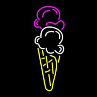 Ice Cream Cone Double Scoop Logo Enseigne Néon