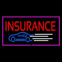 Insurance Car Logo Pink Border Enseigne Néon
