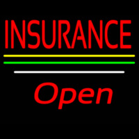 Insurance Open Yellow Green White Line Enseigne Néon