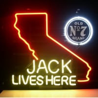 Jack Daniels Lives Here California Old #7 Whiskey Bière Bar Entrée Enseigne Néon
