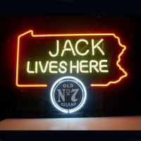 Jack Daniels Lives Here Pennsylvania Old #7 Whiskey Bière Bar Entrée Enseigne Néon