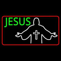 Jesus Christian Cross With Border Enseigne Néon
