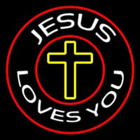 Jesus Loves You With Red Border Enseigne Néon