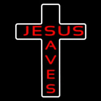 Jesus Saves White Cross Enseigne Néon