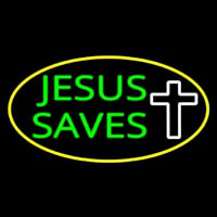 Jesus Saves White Cross With Border Enseigne Néon