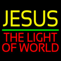 Jesus The Light Of World Green Line Enseigne Néon