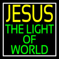 Jesus The Light Of World With Border Enseigne Néon