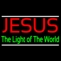 Jesus The Light Of World With Line Enseigne Néon