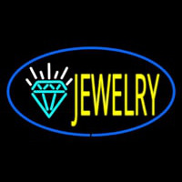 Jewelry Logo Oval Blue Enseigne Néon