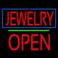 Jewelry Open Block Green Line Enseigne Néon