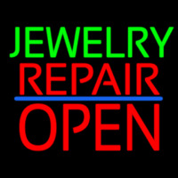 Jewelry Repair Block Open Blue Line Enseigne Néon