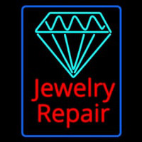 Jewelry Repair Cursive Blue Border Enseigne Néon