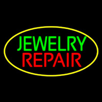 Jewelry Repair Oval Yellow Enseigne Néon