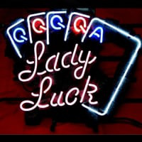 Lady Luck Poker Bière Bar Enseigne Néon