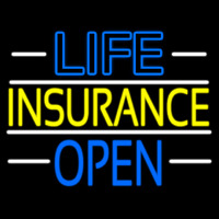 Life Insurance Open Block Enseigne Néon