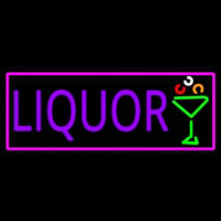 Liquor And Martini Glass With Pink Border Enseigne Néon