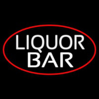 Liquor Bar Oval With Red Border Enseigne Néon