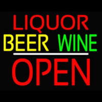Liquor Beer Wine Block Open White Line Enseigne Néon