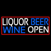 Liquor Beer Wine Open With Red Border Enseigne Néon